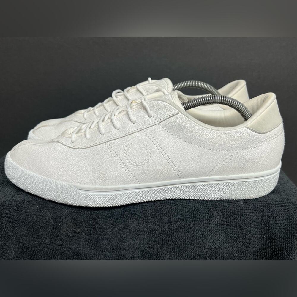 Fred Perry B7497 Leather Tennis Shoes Size 11 Neutral Preppy Sporty Athleisure